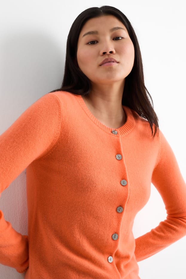 Femmes - Gilet de maille en cachemire - orange