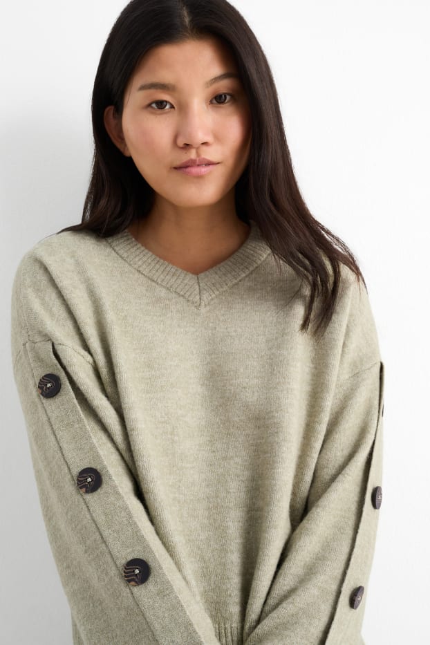 Mujer - Jersey con escote en pico - verde claro