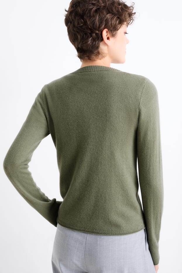 Damen - Kaschmir-Strickjacke - grün