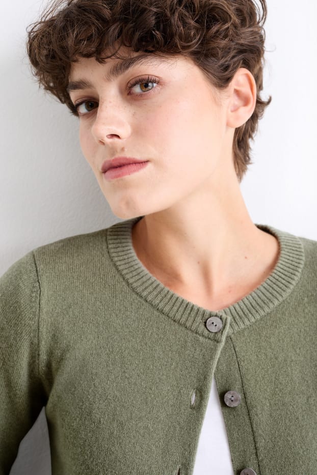 Damen - Kaschmir-Strickjacke - grün