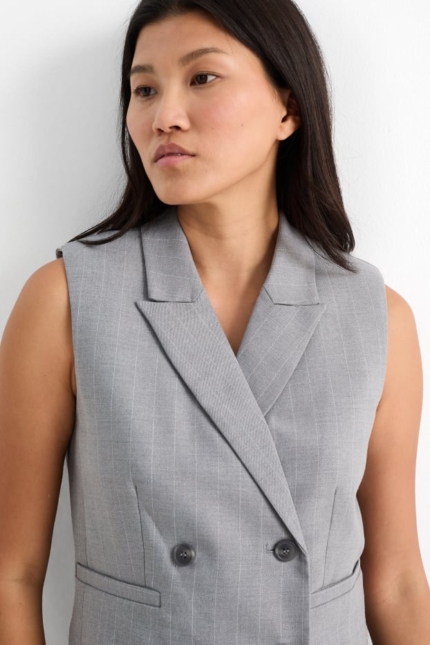 Femmes - Gilet de bureau - à rayures - gris clair