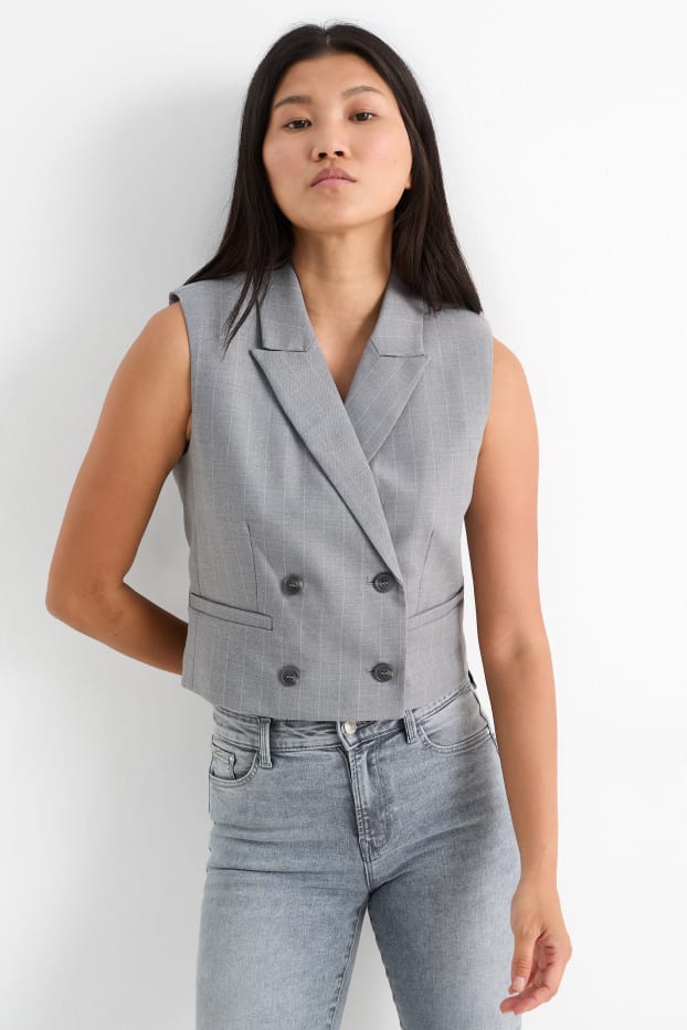Femmes - Gilet de bureau - à rayures - gris clair