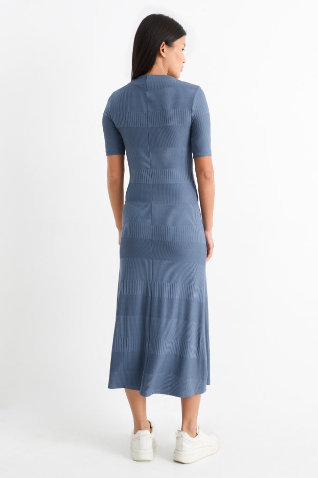 Dona - Vestit de punt - acanalat - blau