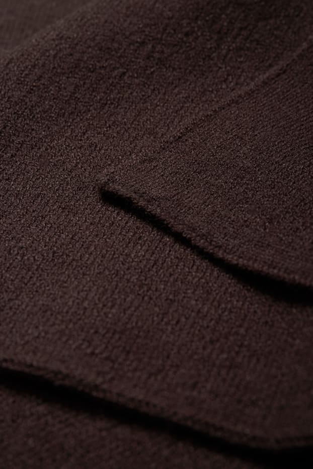 Women - Knitted poncho - dark brown