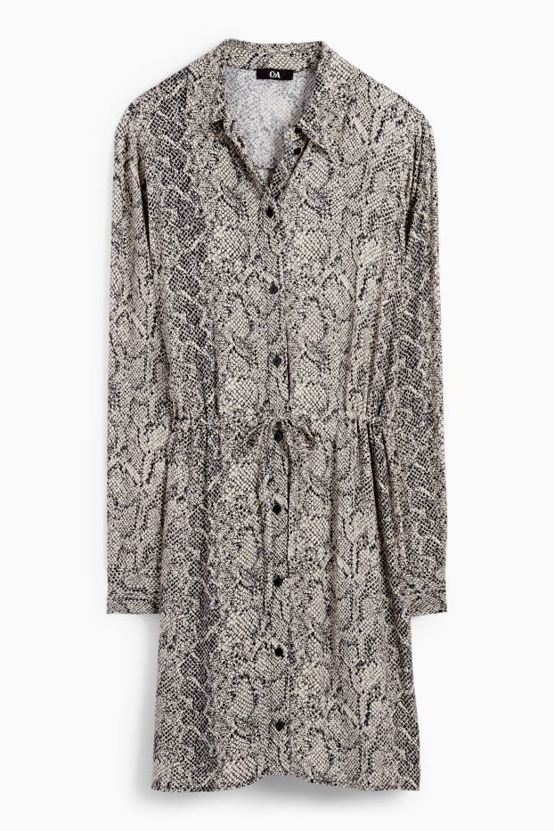 Donna - Vestito a camicia di viscosa - fantasia - beige chiaro