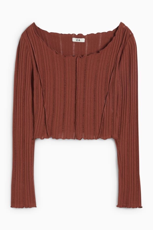 Mujer - Camiseta crop de manga larga - marrón
