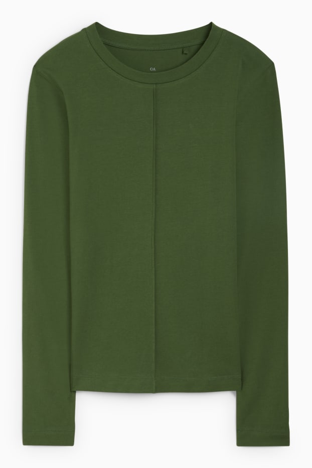 Damen - Basic-Langarmshirt - dunkelgrün