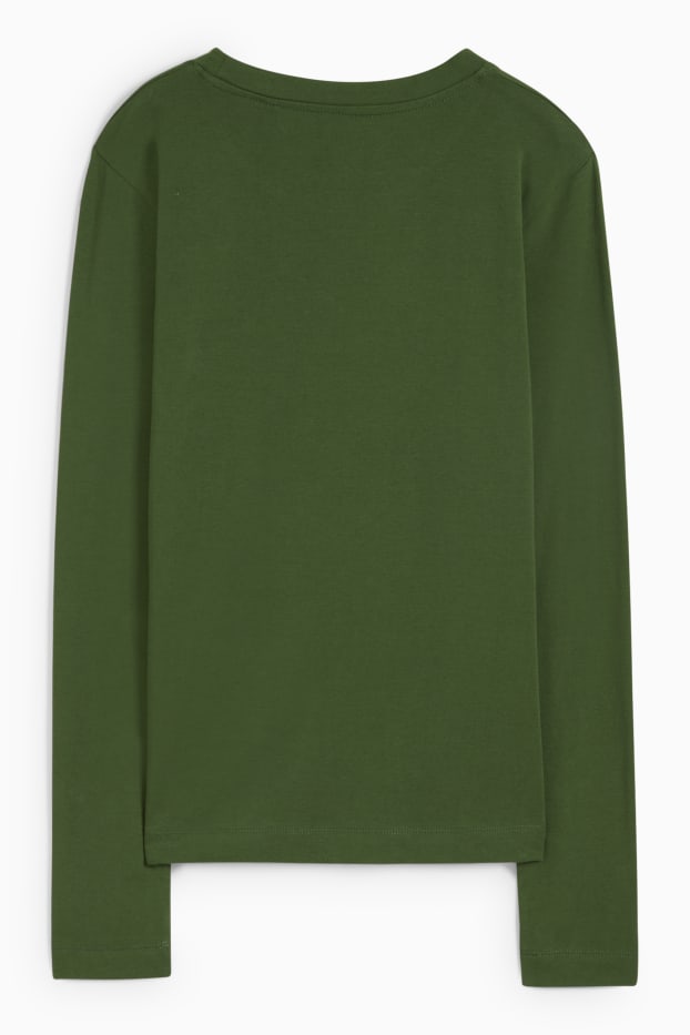 Damen - Basic-Langarmshirt - dunkelgrün