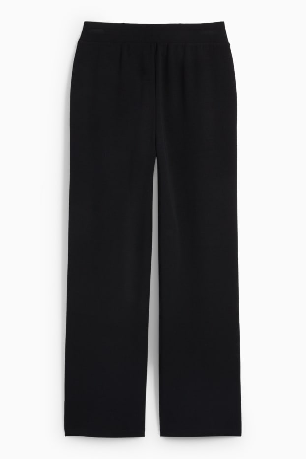 Women - Jersey trousers - high waist - straight fit - black