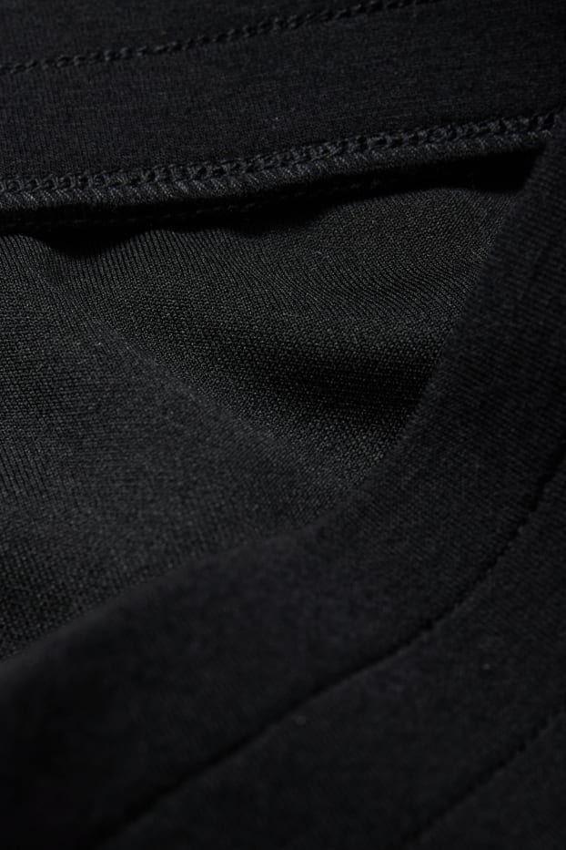 Women - Jersey trousers - high waist - straight fit - black