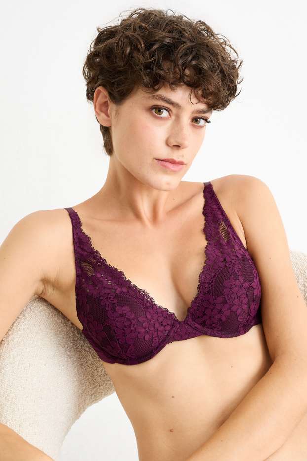 Femei - Sutien cu armătură - PLUNGE - vătuit - violet