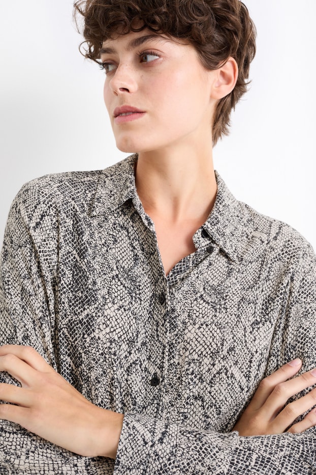 Donna - Vestito a camicia di viscosa - fantasia - beige chiaro