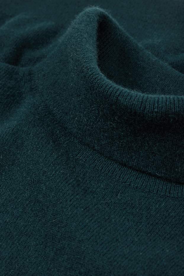 Hommes - Pull en cachemire à col roulé - vert foncé