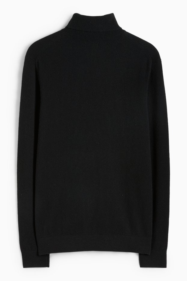 Hommes - Pull en cachemire à col roulé - noir