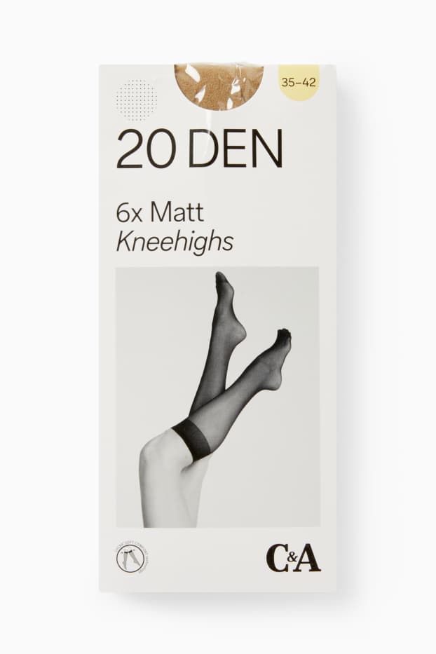Damen - Multipack 6er - Feinkniestrümpfe - 20 DEN - beige