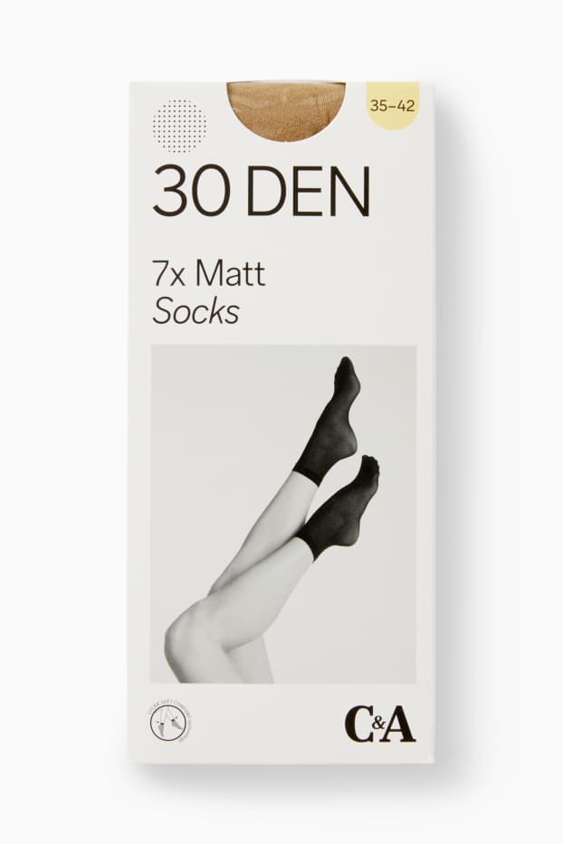 Damen - Multipack 7er - Feinsöckchen - 30 DEN - beige