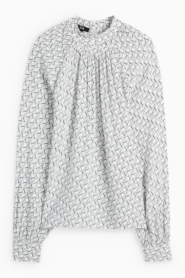 Dona - Brusa formal amb coll alçat - estampada - negre/blanc