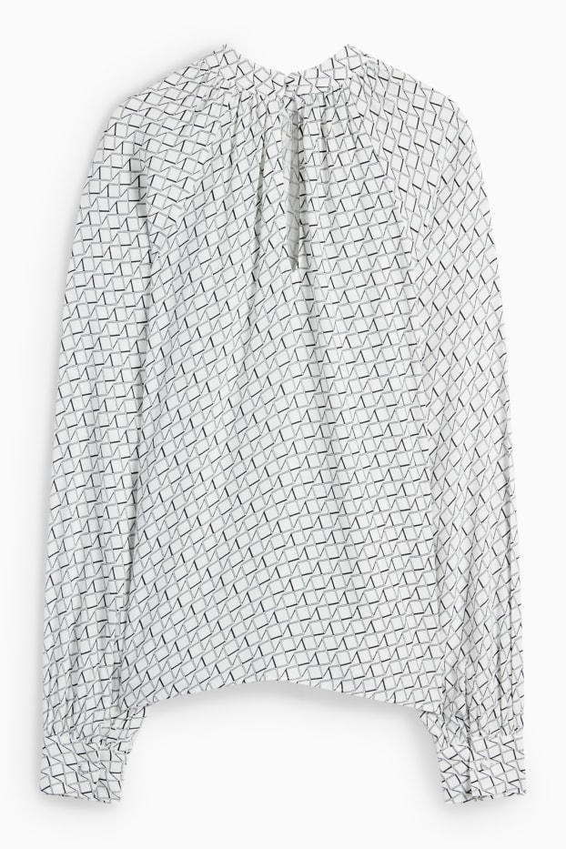 Dona - Brusa formal amb coll alçat - estampada - negre/blanc