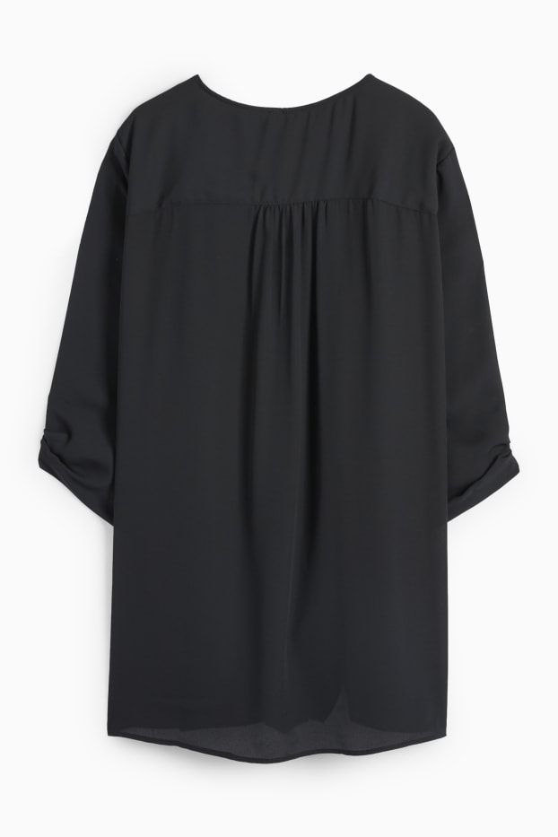 Damen - Bluse mit V-Ausschnitt - schwarz