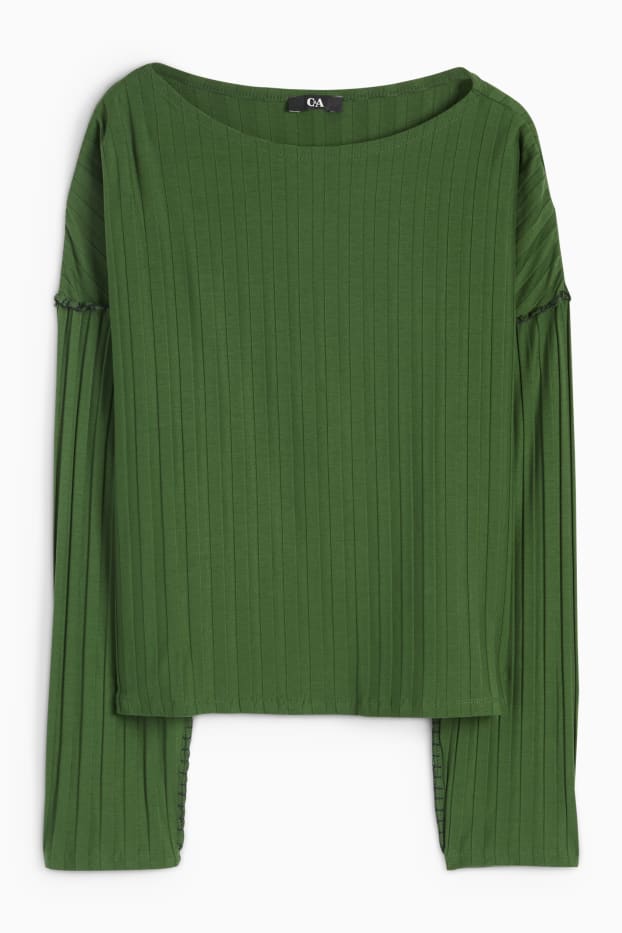 Femei - Tricou cu mânecă lungă - verde închis