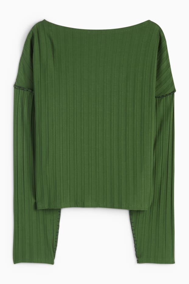 Femei - Tricou cu mânecă lungă - verde închis