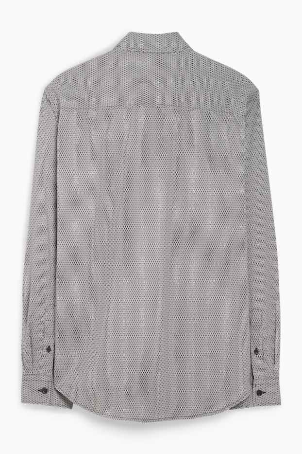 Bărbați - Cămașă - regular fit - guler Kent - print minimalist - gri închis