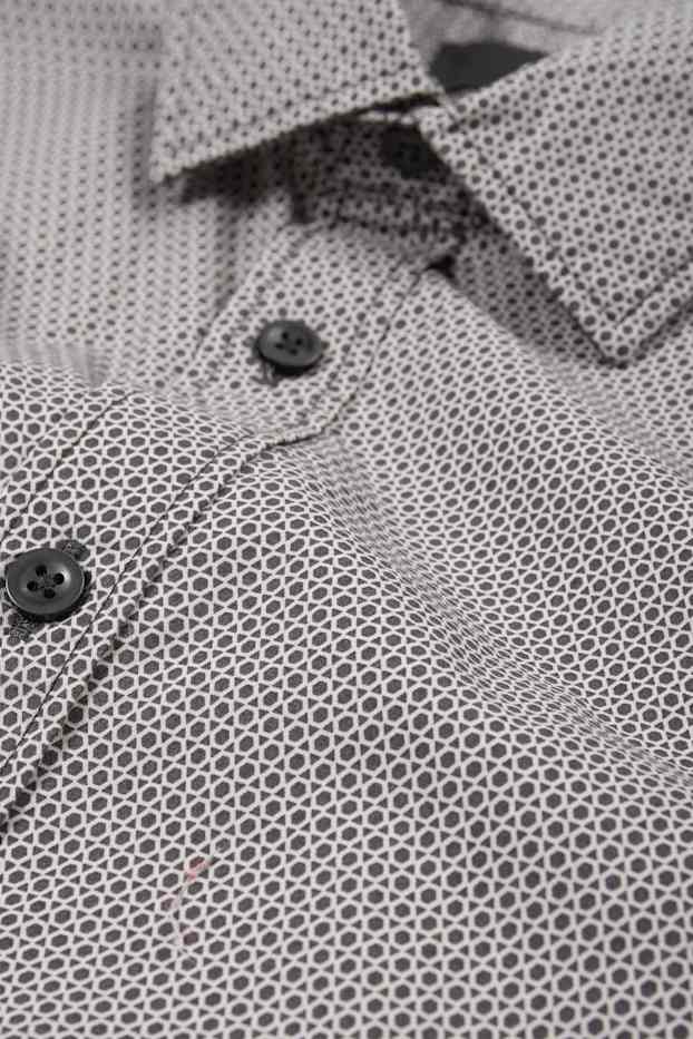 Bărbați - Cămașă - regular fit - guler Kent - print minimalist - gri închis