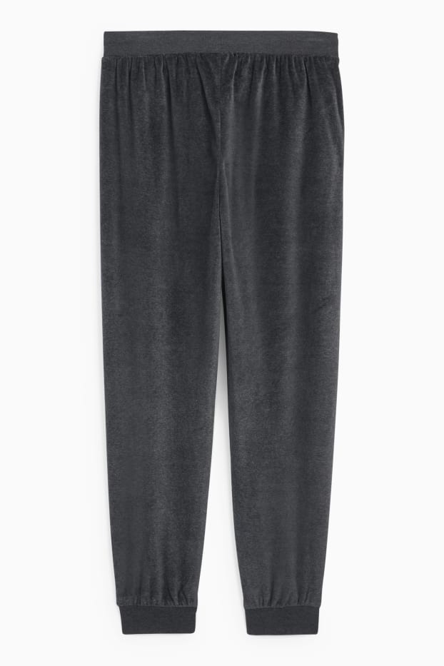 Uomo - Pantaloni pigiama di spugna - grigio scuro