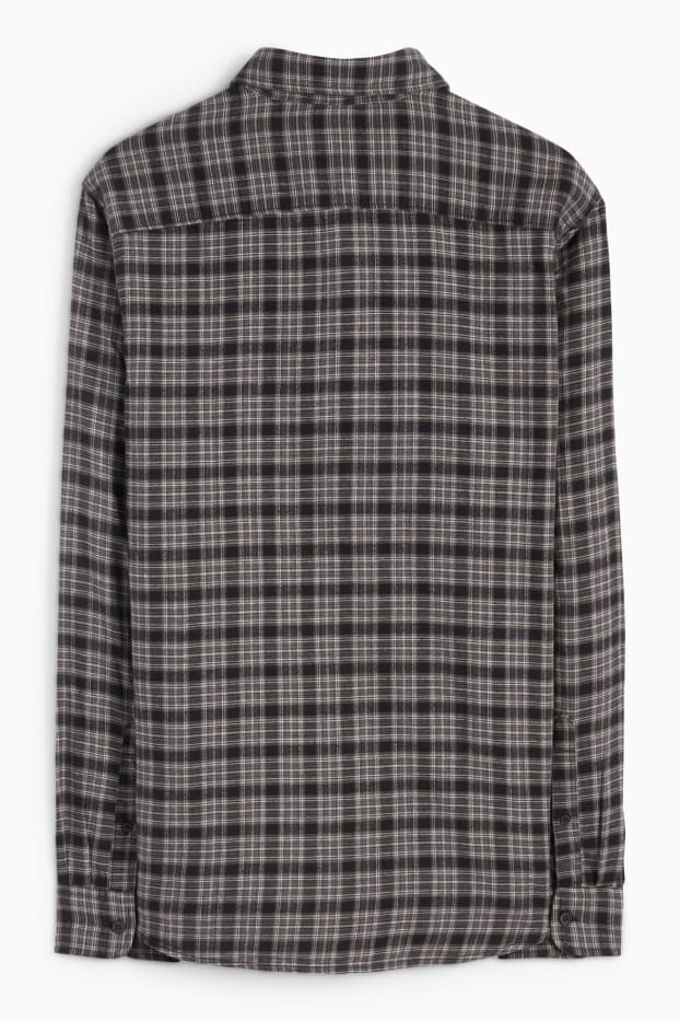 Hombre - Camisa - regular fit - Kent - de cuadros - negro