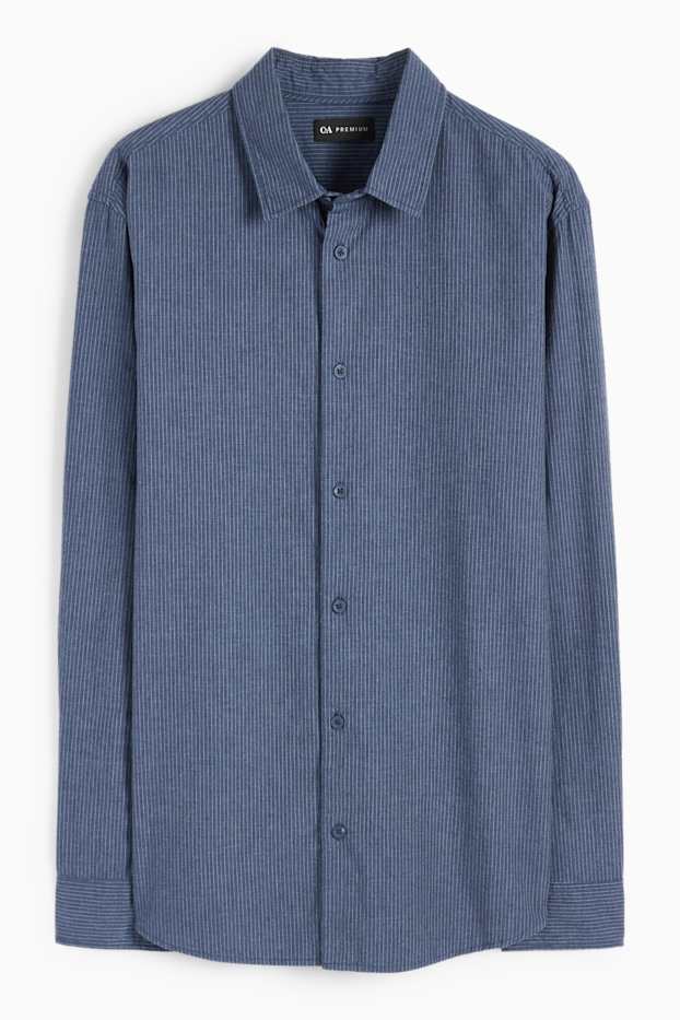 Men - Shirt - regular fit - kent collar - pinstripes - dark blue