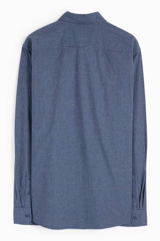 Men - Shirt - regular fit - kent collar - pinstripes - dark blue