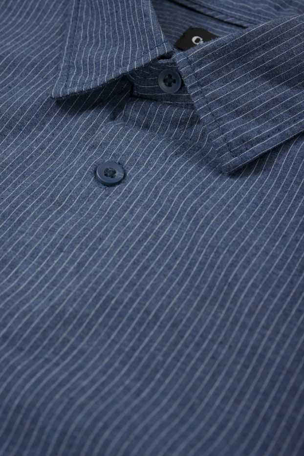 Men - Shirt - regular fit - kent collar - pinstripes - dark blue