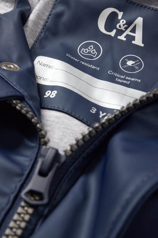 Enfants garçons - Veste de pluie à capuche - imperméable - bleu foncé