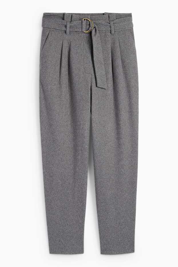 Donna - Pantaloni business con cintura - vita media - straight fit - grigio