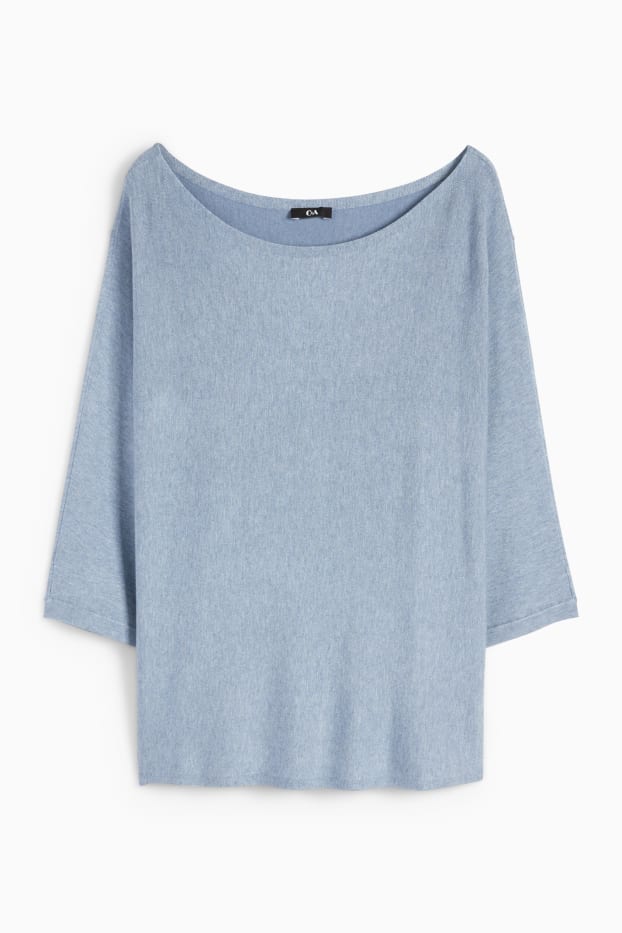 Donna - Maglione in filato lavorato a maglia fine - blu