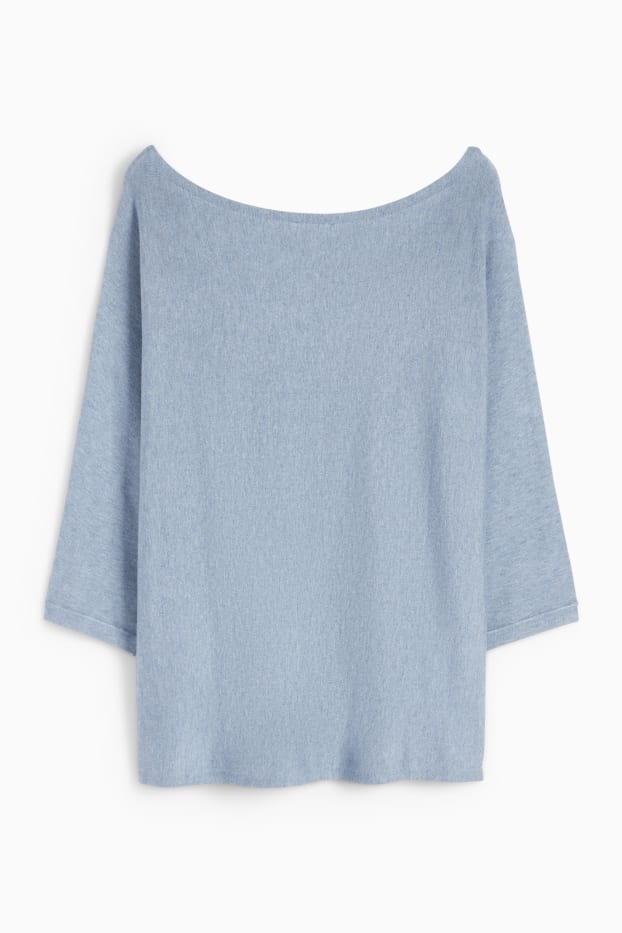 Donna - Maglione in filato lavorato a maglia fine - blu