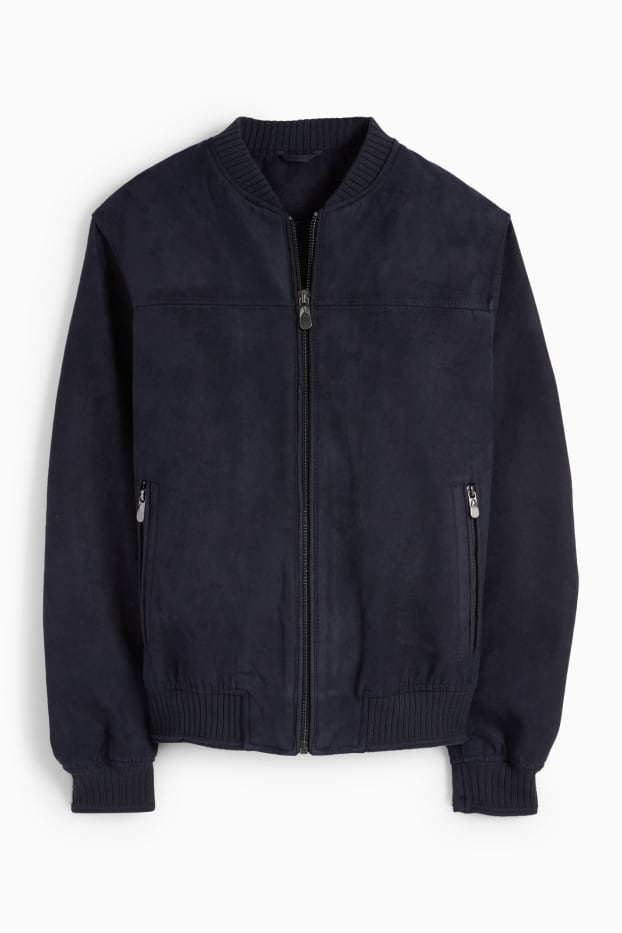Heren - Blouson - imitatiesuède - donkerblauw