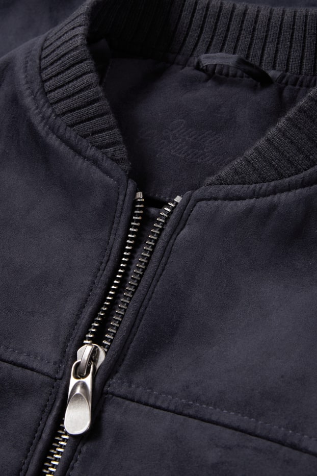 Heren - Blouson - imitatiesuède - donkerblauw