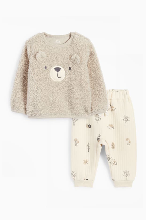 Baby Boys - Teddy bear - baby outfit - 2 piece - beige