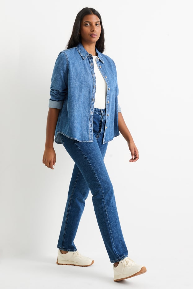 Donna - Vintage straight jeans - vita alta - jeans blu scuro