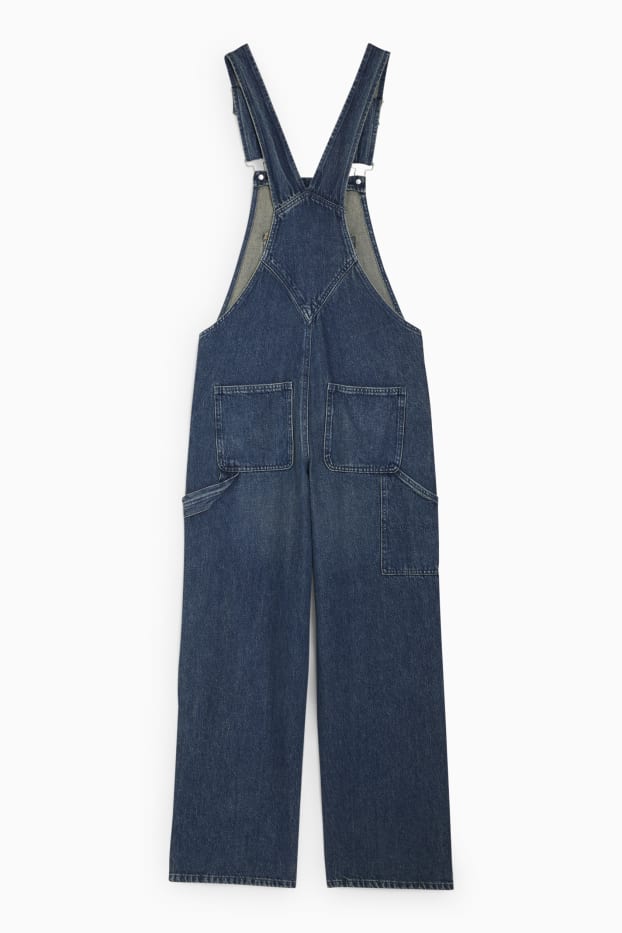 Damen - Jeans-Latzhose - Loose Fit - dunkeljeansblau