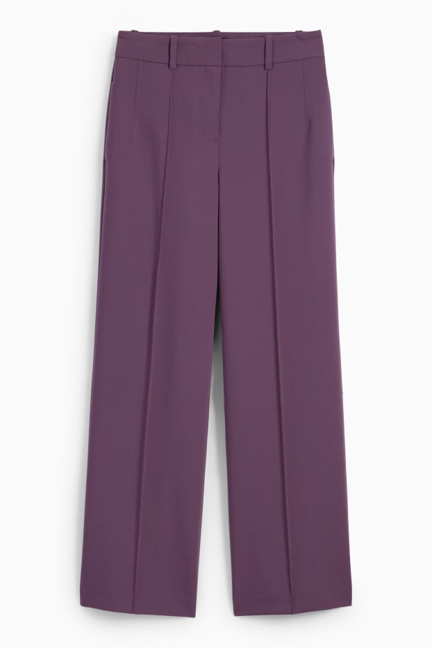 Femmes - Pantalon de bureau - high waist - wide leg - violet