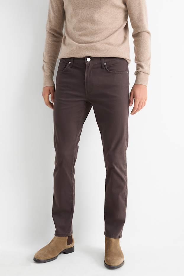 Hommes - Pantalon - slim fit - marron foncé