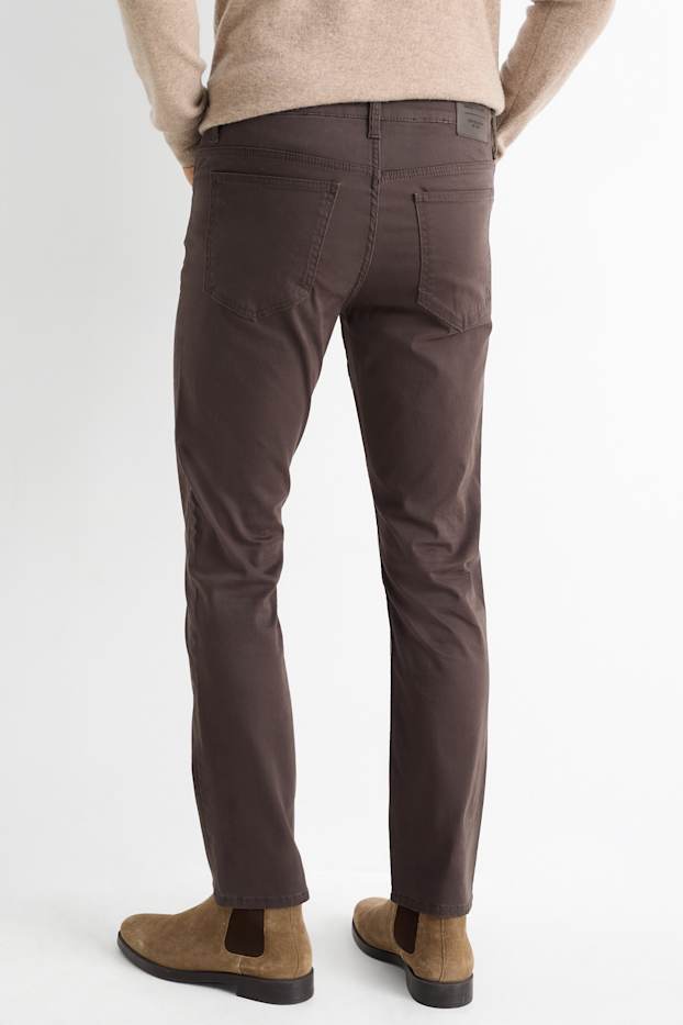 Hommes - Pantalon - slim fit - marron foncé