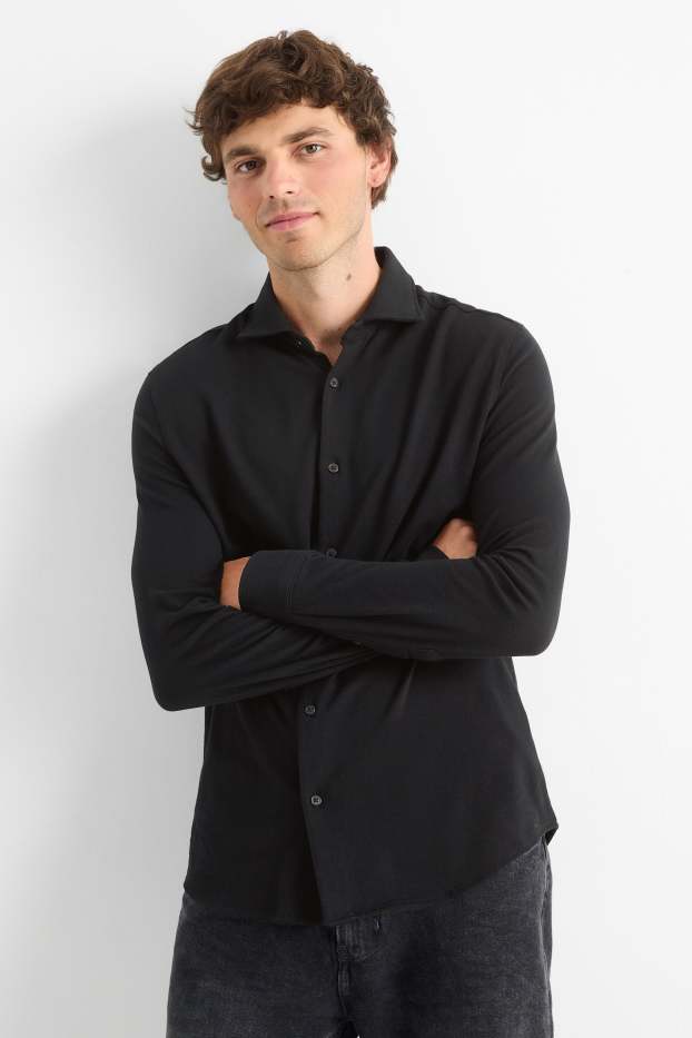 Herren - Hemd - Slim Fit - Kent - schwarz