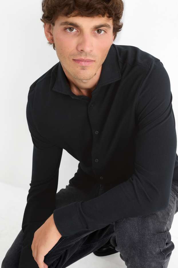 Herren - Hemd - Slim Fit - Kent - schwarz