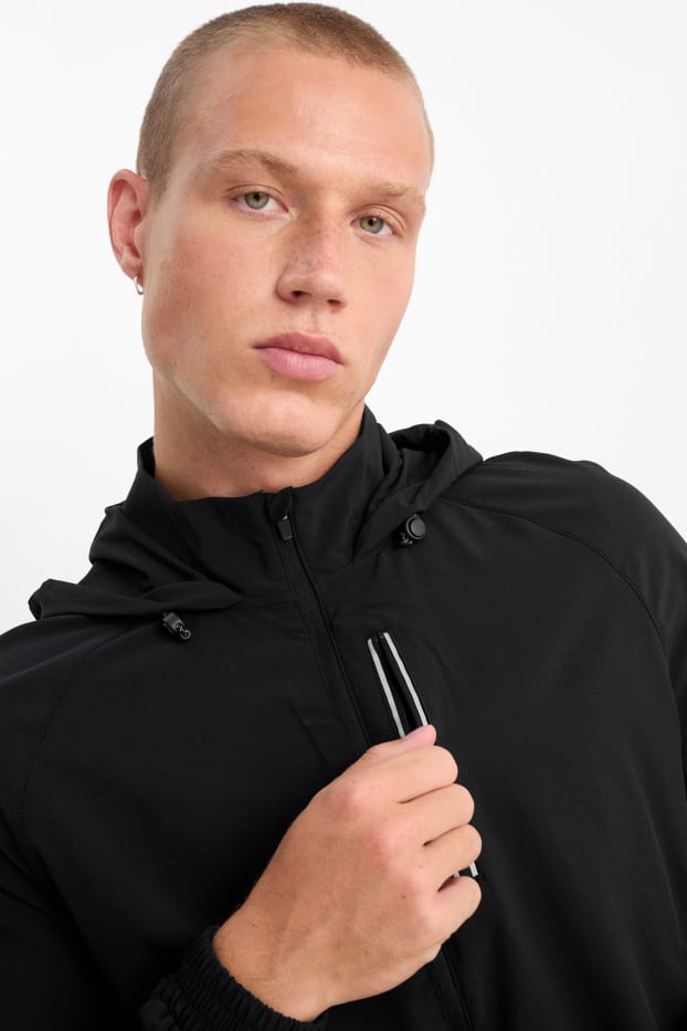 Uomo - Giacca tecnica con cappuccio - Flex - 4 Way Stretch - nero