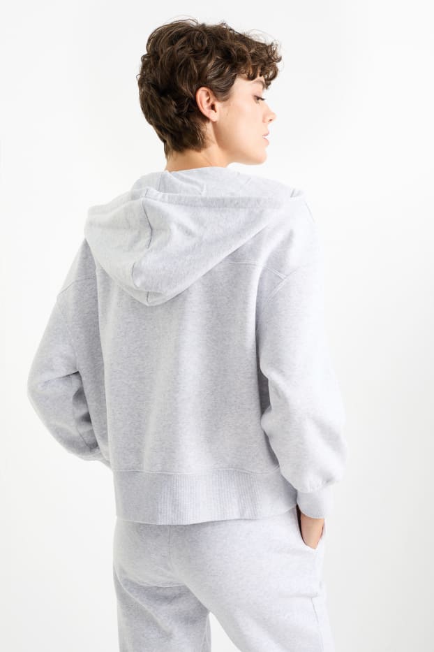 Dames - Basic sweatvest met capuchon - licht grijs-mix
