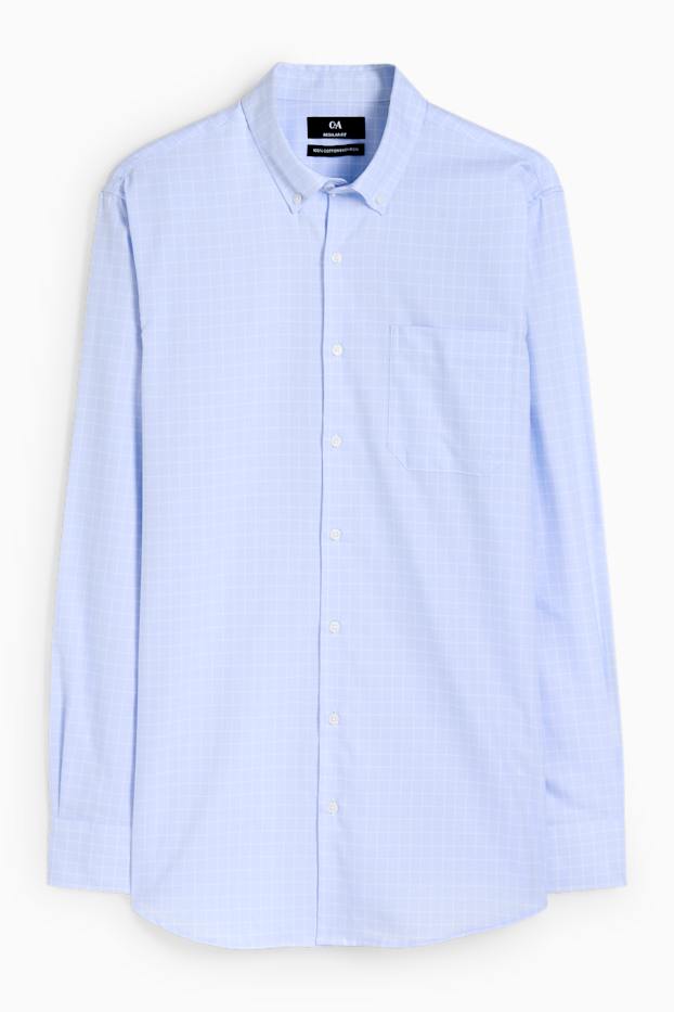 Hommes - Chemise de bureau - regular fit - col button down - facile à repasser - bleu clair