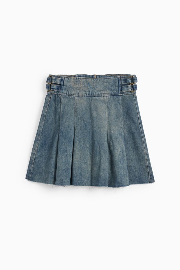 Damen - Faltenrock - jeansblau